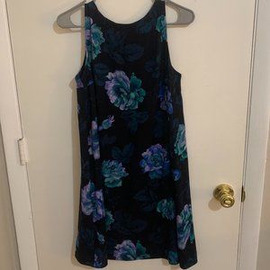 Loft Navy Blue Floral Dress